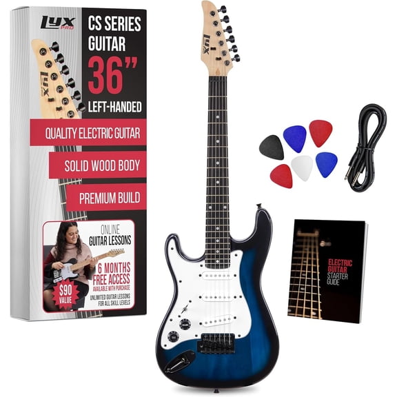 LyxPro CS 36” Beginner Electric Guitar Kit with Amp Cable, 6 Picks & Learner’s Guide - Blue