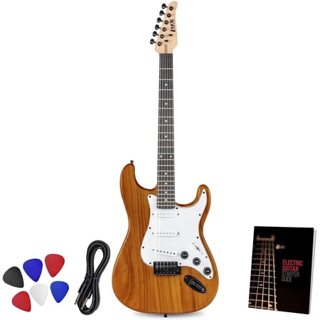 LyxPro Electric Guitar Kit with Mahogany Body, Amp, Cable, Picks & Guide
