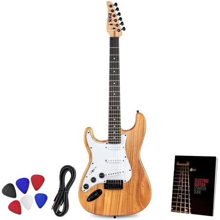 LyxPro CS 39” Left Hand Beginner Electric Guitar & Guitar Accessories, Natural