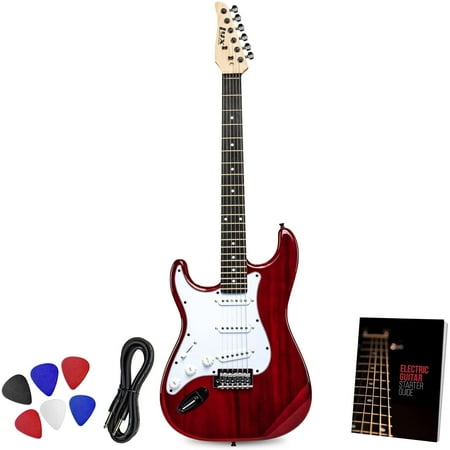 LyxPro CS 39” Left Hand Beginner Electric Guitar & Guitar Accessories, Red