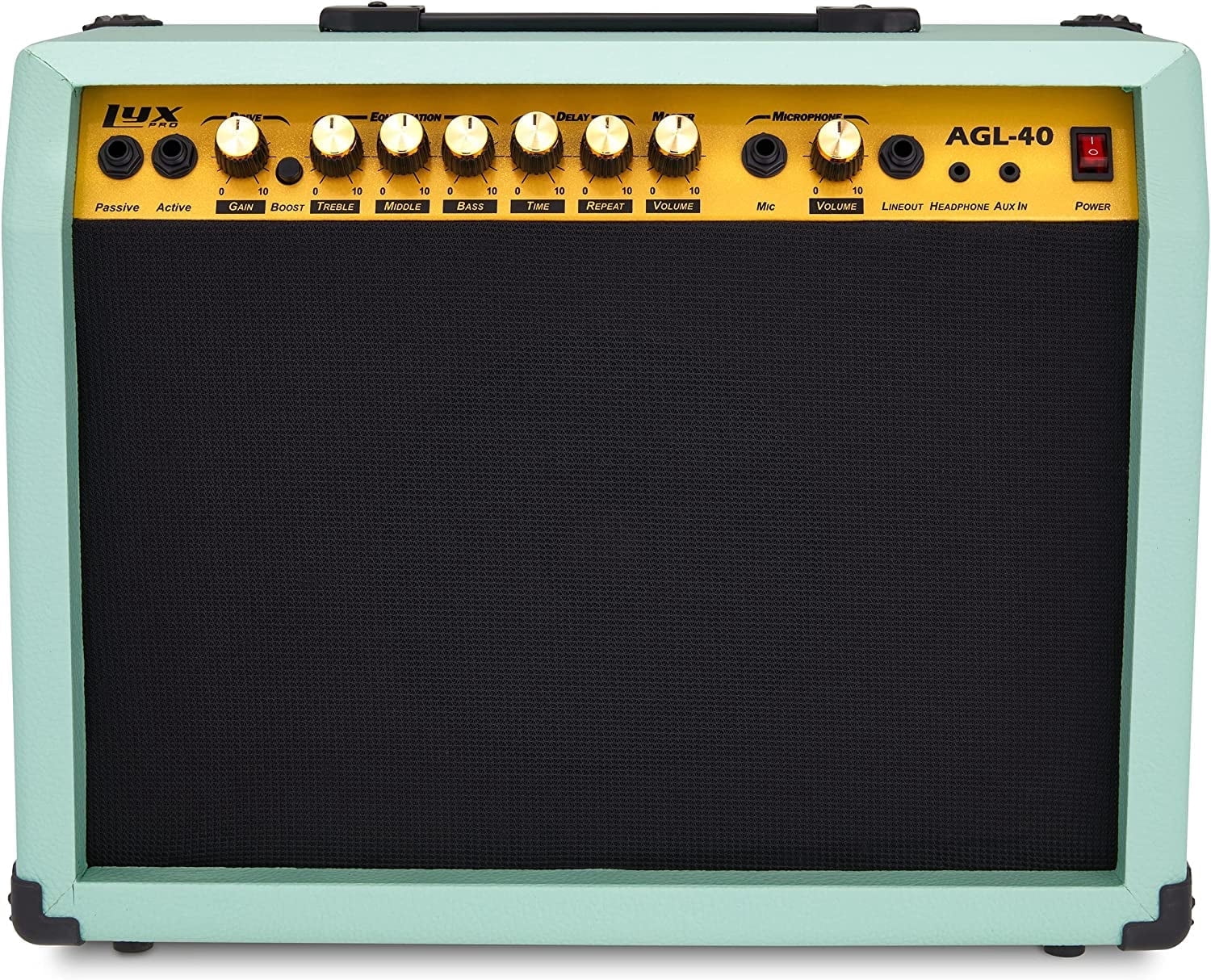 LyxPro Electric Guitar Amplifier, 40 Watt, Wood Guitar Amp with Built-in Speaker, Green