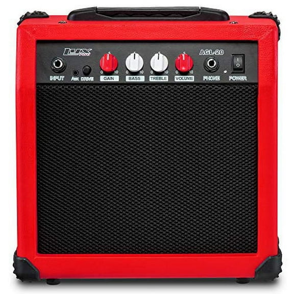LyxPro Mini Power Guitar Amplifier with Built-in Speaker - Red