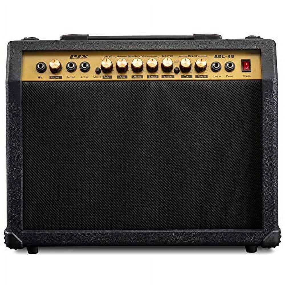 LyxPro Electric Guitar Amp - 40 Watt Guitar Amplifier with Aux, Headphone Jack & More, Black