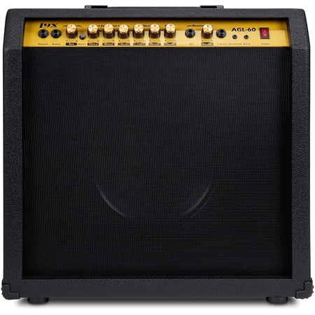 LyxPro 60 Watt Wood Guitar Amp with Built-in Speaker - Black