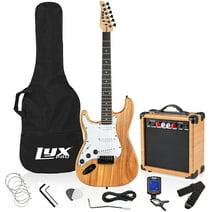 LyxPro Left Handed 39” Electric Guitar & Electric Guitar Accessories, Natural