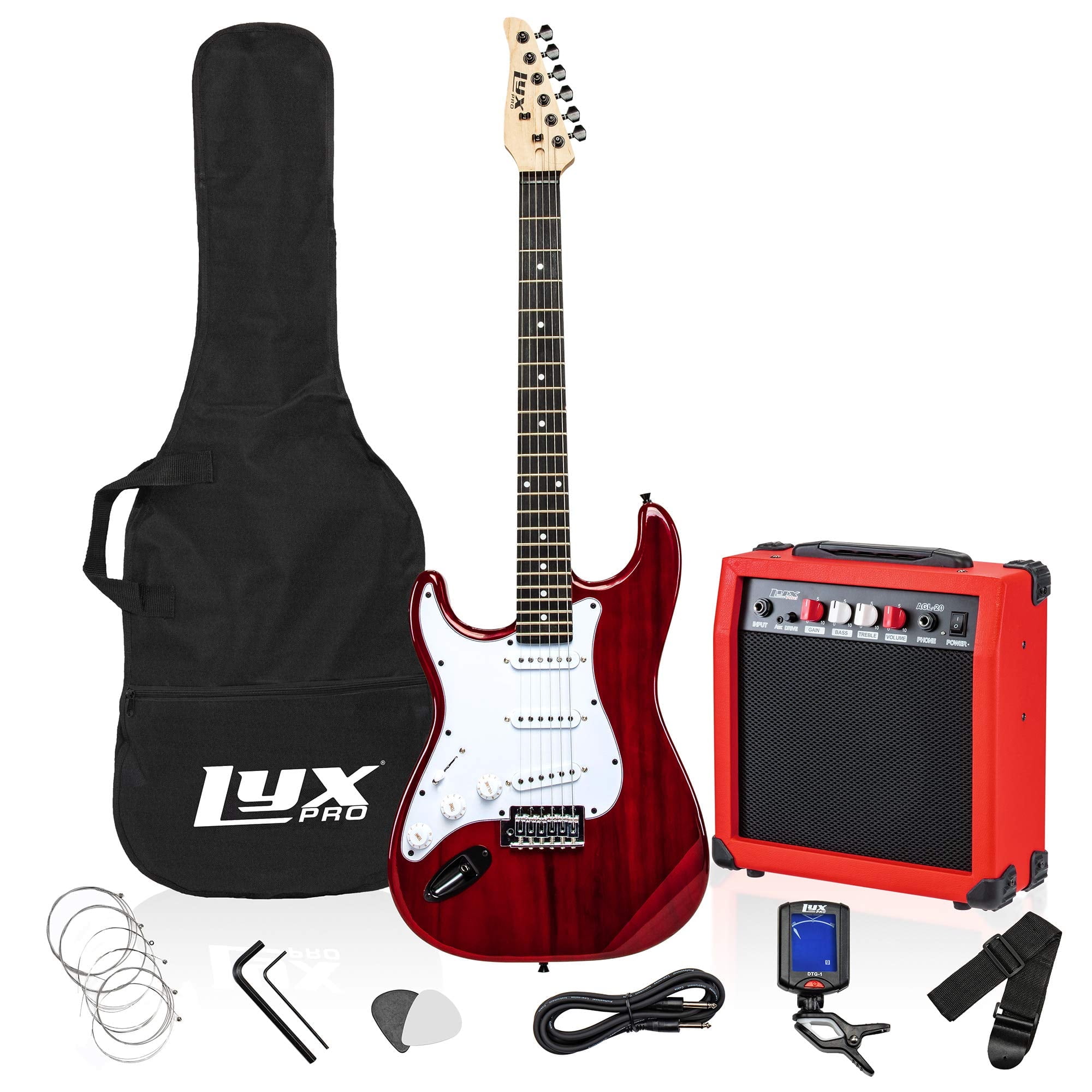 LyxPro Left Handed 39 Electric Guitar & Electric Guitar Accessories, Red