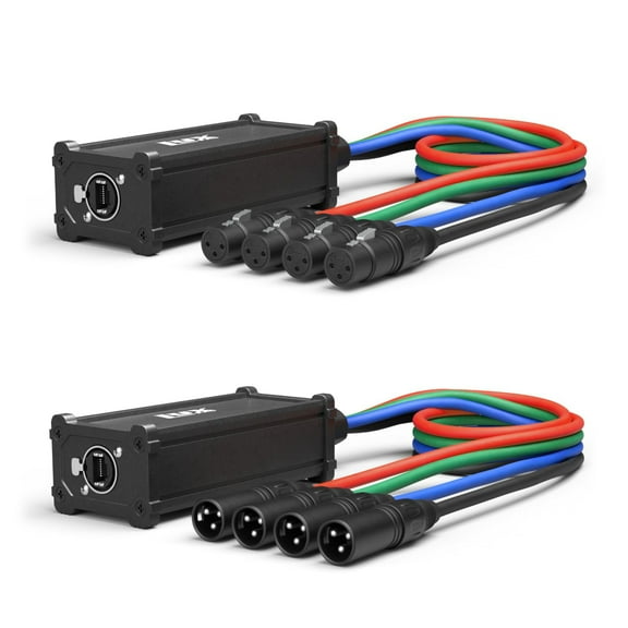 LyxPro Audio Snake 4 Channel XLR 3 Pin Multi Network Breakout, Pair