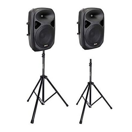LyxPro SPA12 12" Portable PA Speaker System with Tripod, Bluetooth, Amplifier, USB, SD Slot, MP3, Remote
