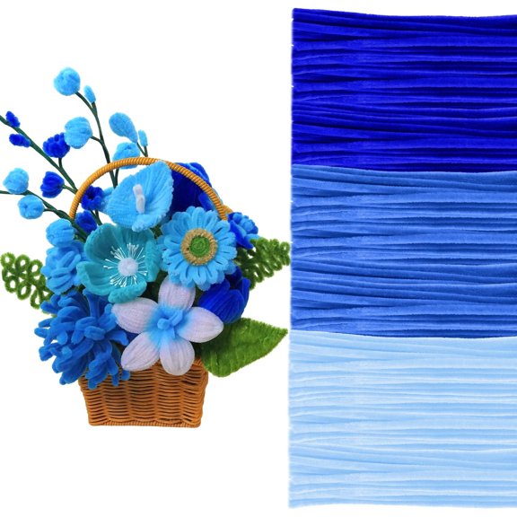 Lyxbone 300 Pcs Pipe Cleaners Craft Supplies 3 Colors Blue Chenille Stems 11.8in DIY Art