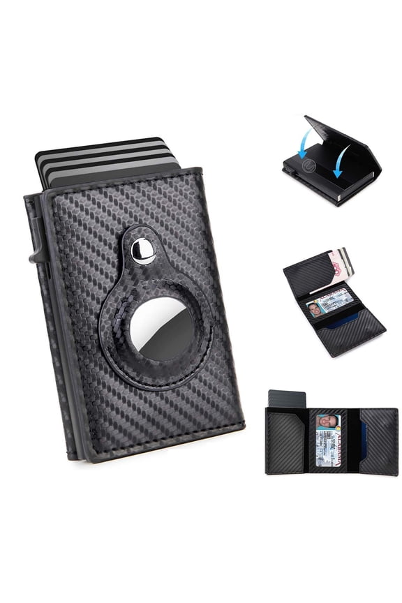 Pop Up Wallet with Airtag Holder RFID Blocking Slim Aluminum Card Case for Men