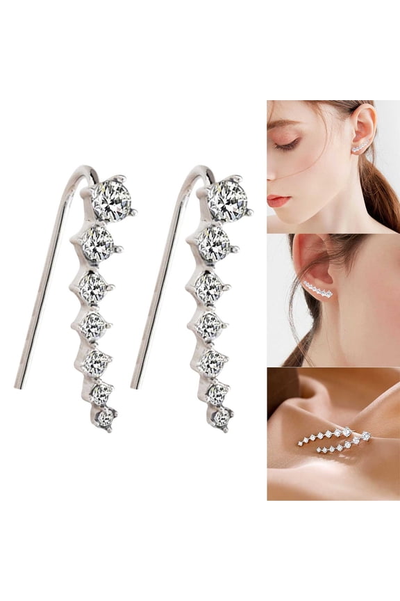 Clearance Earrings Seven Star Diamond Stud Earrings 7 Crystals Ear Cuffs Hoop Climber Sterling Cartilage Earrings With Cubic Zirconia Piercing Earring For Women