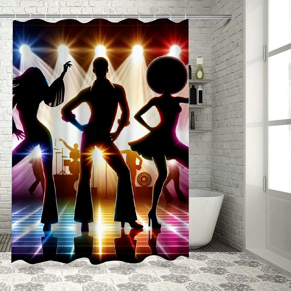 Lzatpd 70s Party Shower Curtain, Dancing People in Disco Night Club ...