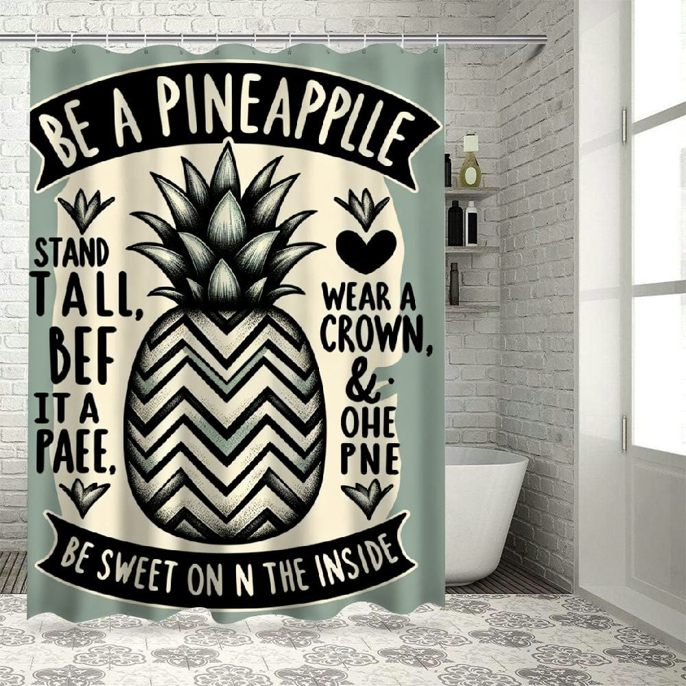 Lzatpd Beach Saying Shower Curtain Inspirational Words Be A Pineapple