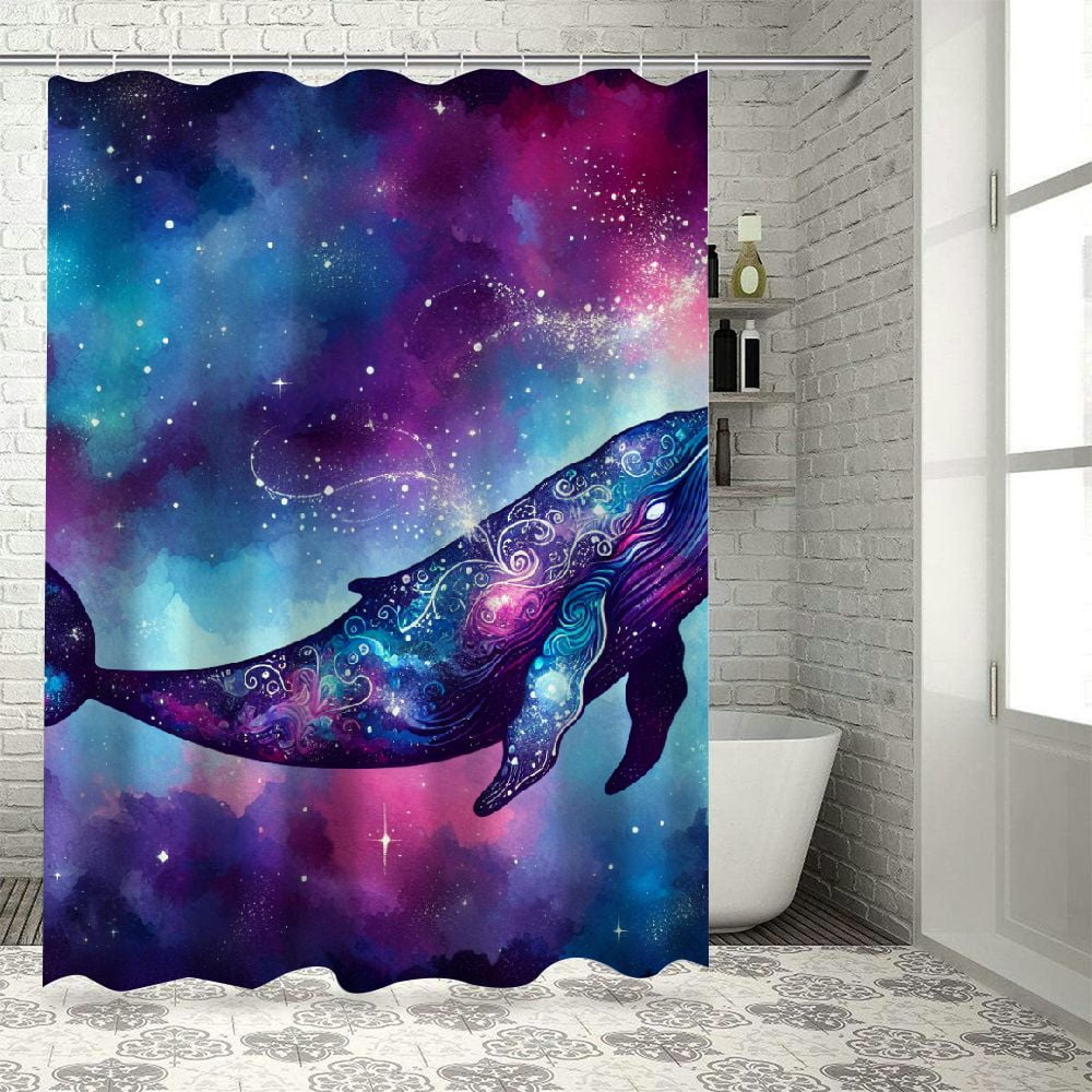 Lzatpd Cartoon Blue Whale Shower Curtain,Swimming Whale Fabric Shower ...