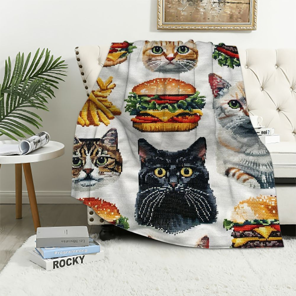Lzatpd Cat Blankets for , Soft Plush Flannel Plush Funny Cat Blanket