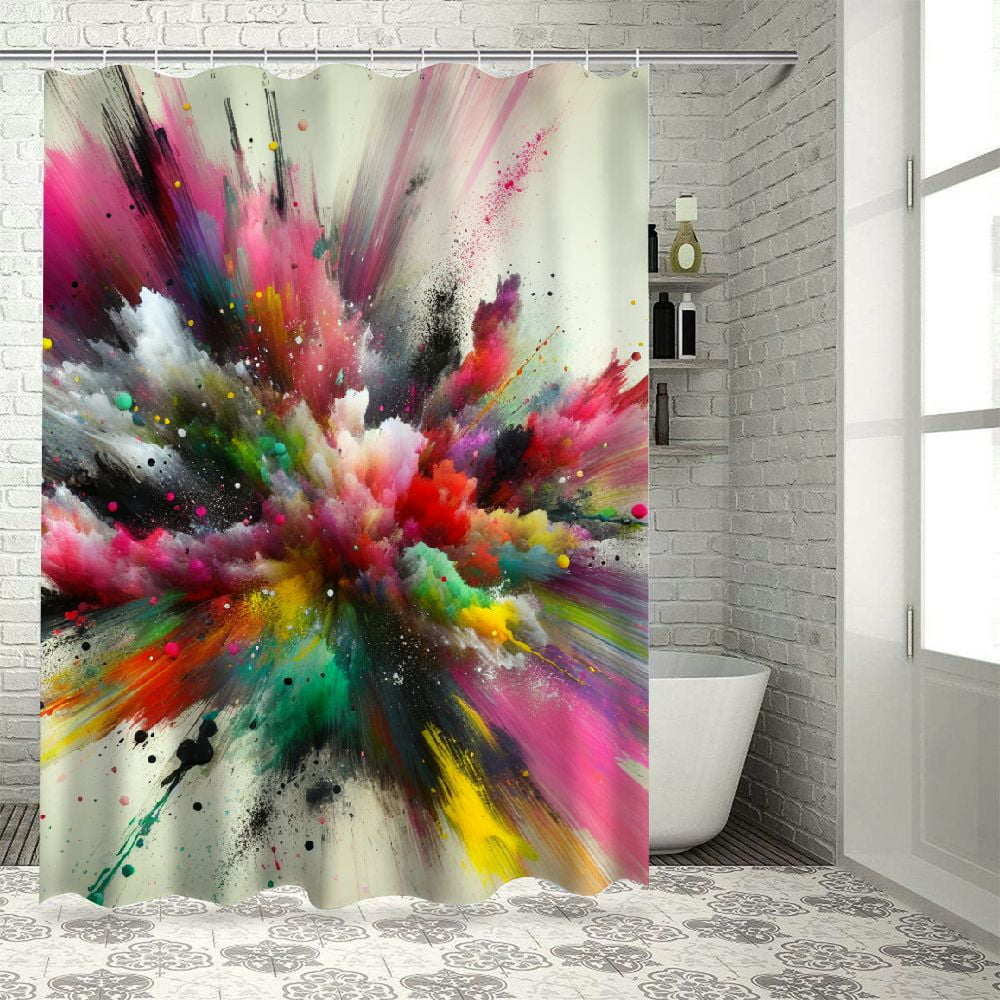 Lzatpd Colorful Shower Curtain, Contemporary Abstract Interpretation of