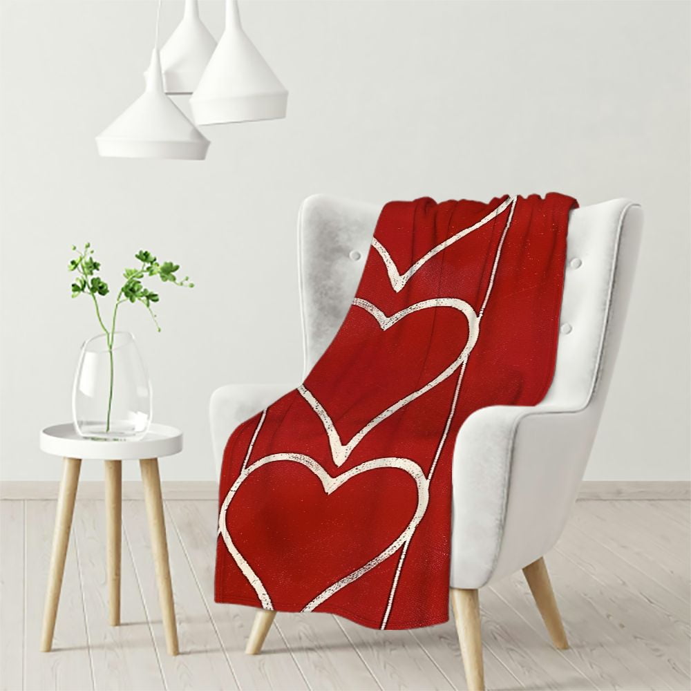 Lzatpd Flannel Fleece Throw Blanket Valentine's Day Red Background