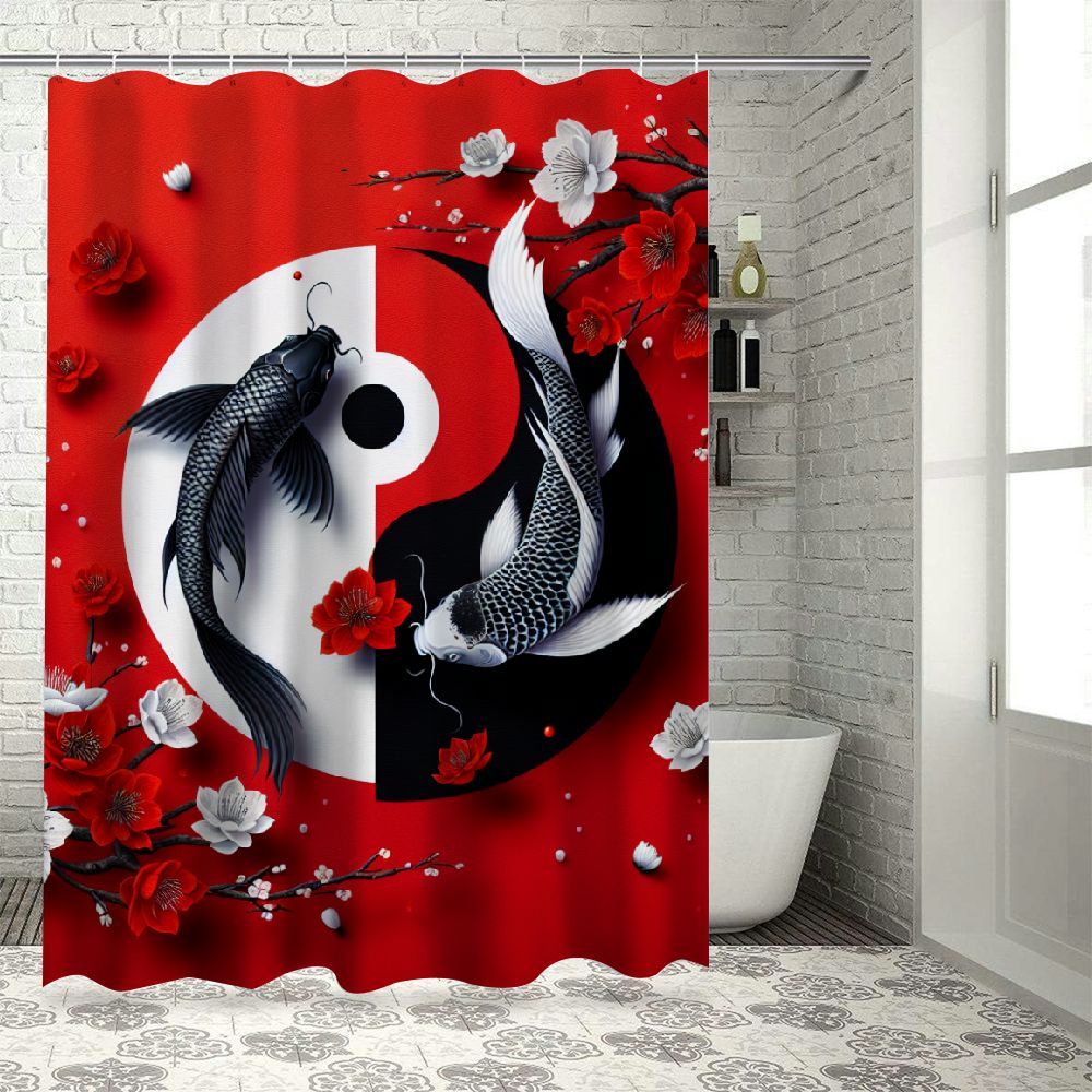 Lzatpd Koi Fish Shower Curtain Japanese Anime Shower Curtain Shower Set