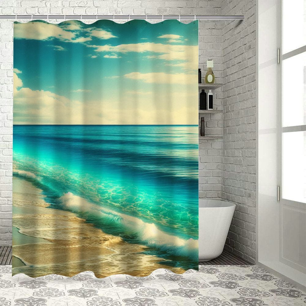 Lzatpd Ocean Shower Curtain Beach Shower Curtain Tropical Coastal