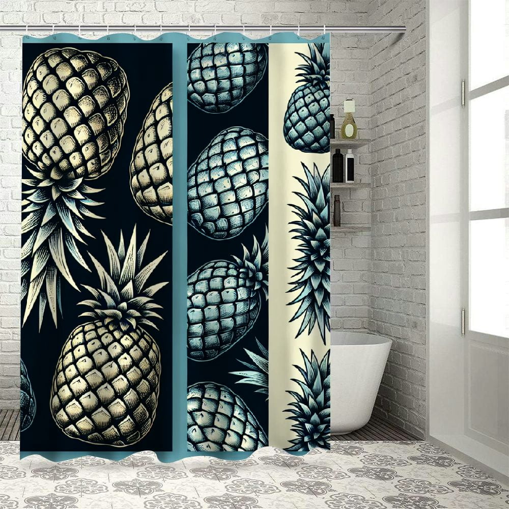 Lzatpd Pineapple Shower Curtain, Summer Island Tropic Fruit Pattern