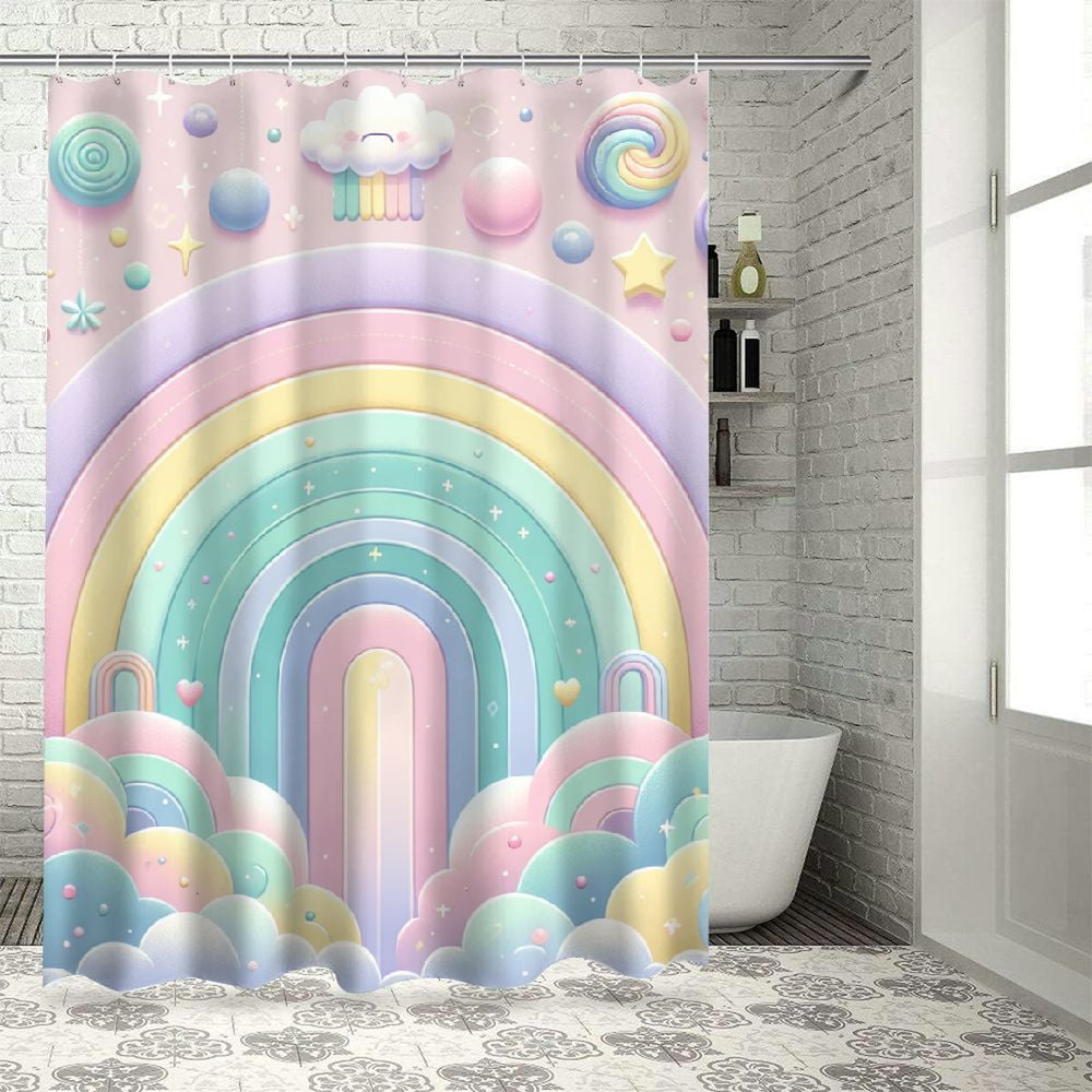 Lzatpd Rainbow Shower Curtain Cute Colourful Rainbow Fairy Tale Cartoon