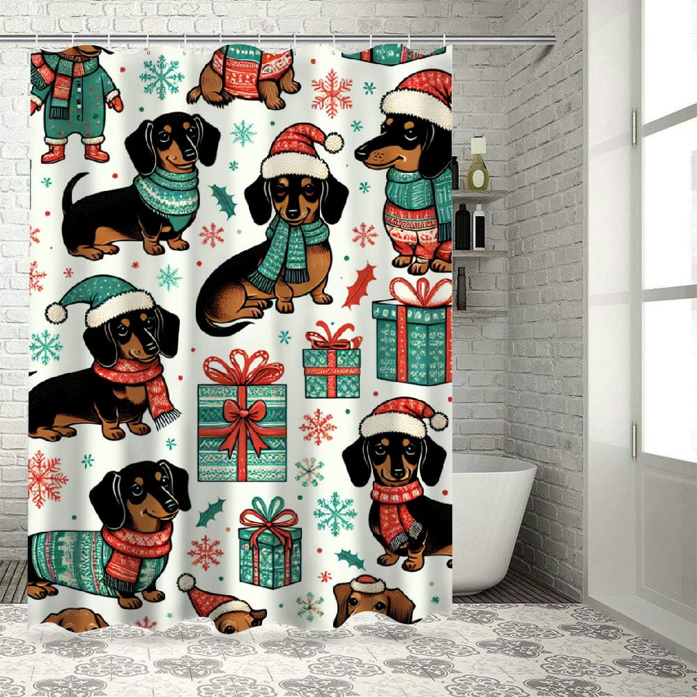 Lzatpd Sausage Dog Shower Curtain Kids Cartoon Fabric Shower Curtain