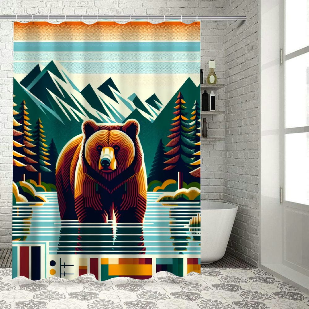 Lzatpd Shower Curtain Rustic Forest Nature Theme Fabric Bathroom Decor Set With Hooks Waterproof 9278