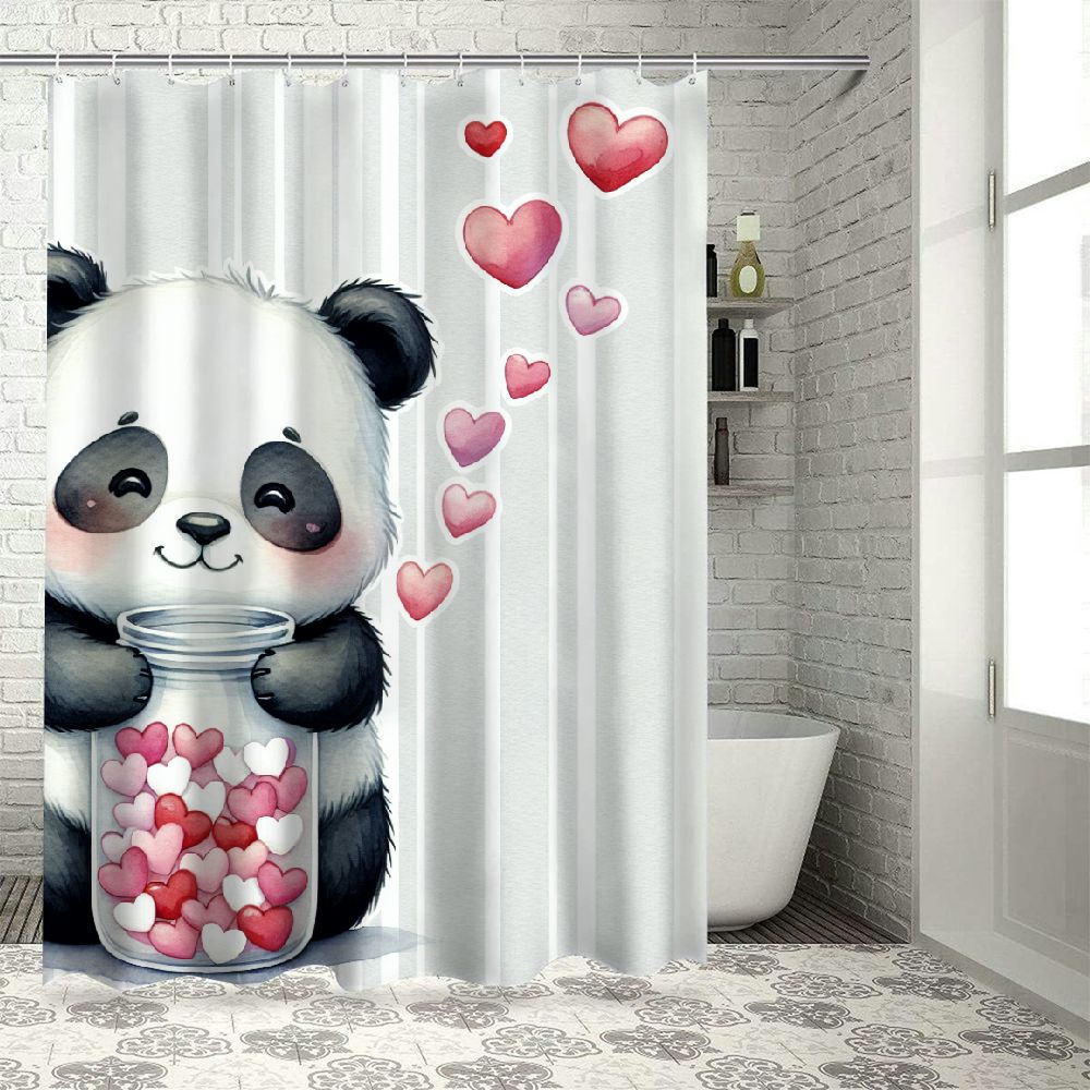 Lzatpd Shower Curtain Set with Hooks Holding with Hearts Bath Curtains
