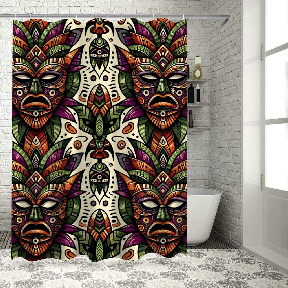 Lzatpd Shower Curtain, Sixties Retro Inspired Hawaiian Party Happy Tiki