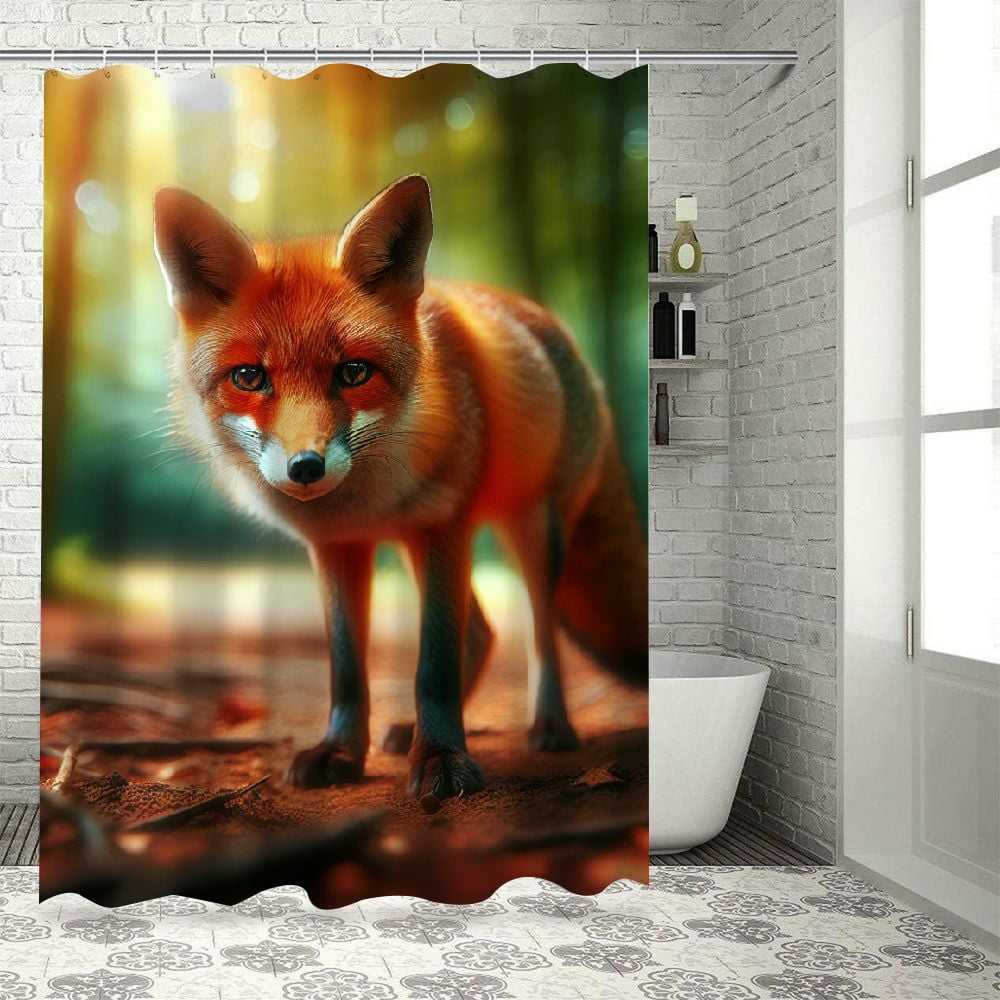 Lzatpd Shower Curtain with Hooks Forest Furry Predatory Beast Fabric ...