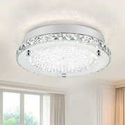 Lzawvm Crystal Ceiling Light Fixture Flush Mount Ceiling Light Dimmable LED Bright 4000K for Bathroom Living Room Kitchen 11Inch 18W