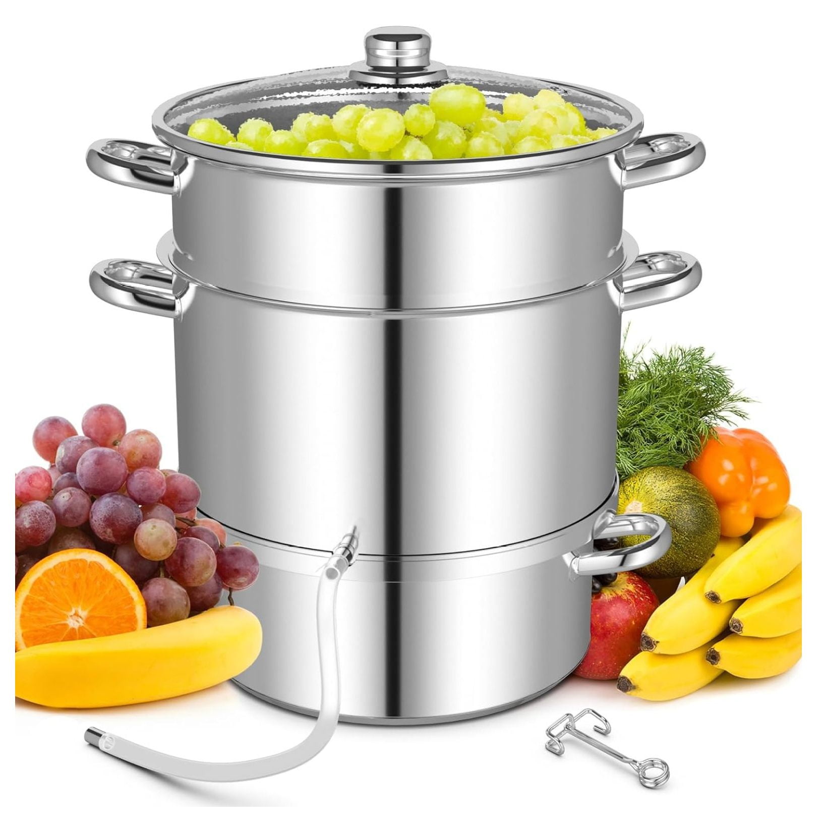 LzerLyh Steam Juicer for Canning, 11 Quart Fruits Vegetables Steamer