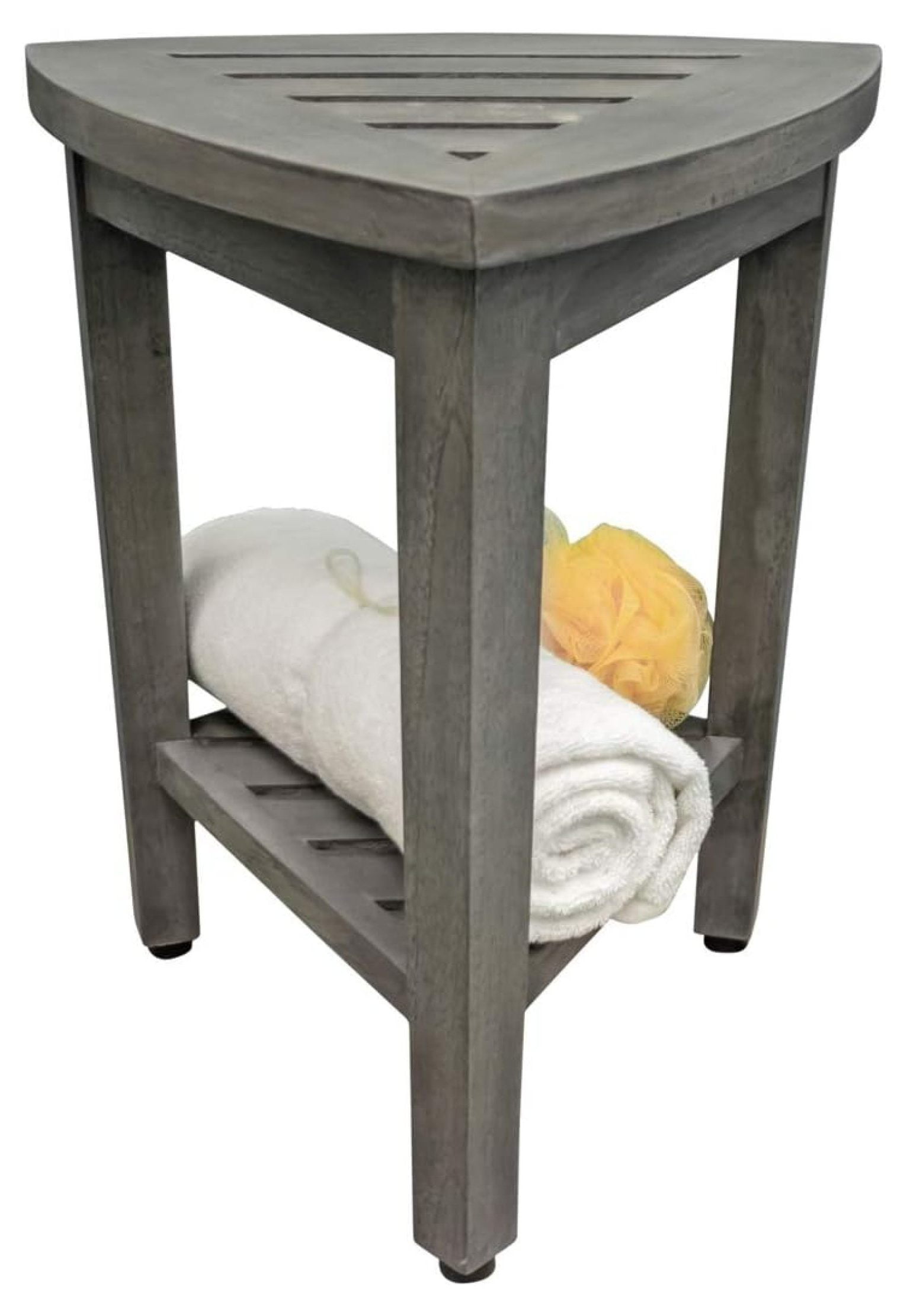 LzerLyh Teak Shower Corner Stool Wood Corner Shower Seat Spa Bench with