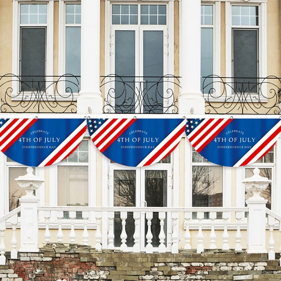 Lzobxe 250 Years Anniversary Bunting Flags, 4th of July Half-circle Banner Flags with Eagle, USA Flag Pattern, Yard Door Hanging Decors for Party, Home