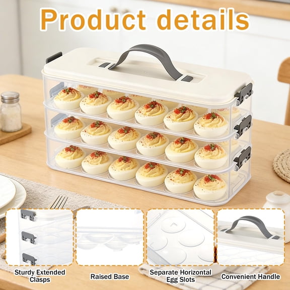 Lzobxe 3-Layer Food Storage Containers with Lids and Handle, Clear Portable Stackable Dessert Storage Containers for Cafeteria Party Picnics