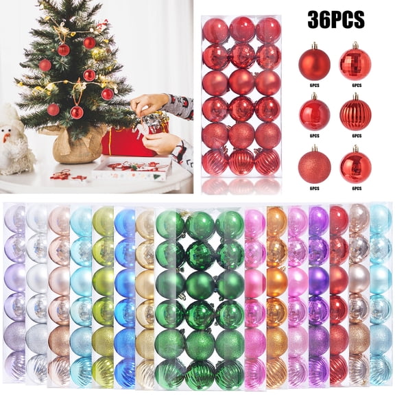 Lzobxe Christmas Tree Decoration 36PCS Christmas Xmas Tree Ball Bauble Hanging Home Party Ornament Decor 3CM Christmas Gifts