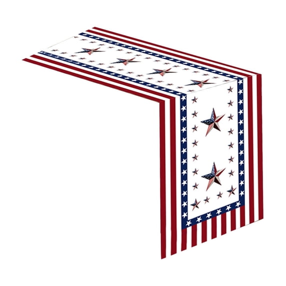 Lzobxe Fourth of July Table Runner Red White Blue Flower Patterned Outdoor Tablecloth, Patriotic Floral Tablecloths for Decorate Home Wedding Cafe Party