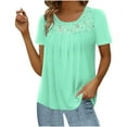 thumbnail image 1 of Lzobxe Going Out Tops for Women Lace Splicing Round Neck Short Sleeve T-Shirt,Sizes S-5XL, 1 of 5