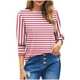 thumbnail image 1 of Lzobxe Going out Tops for Women Casual Comfortable Round Neck Print 3/4 Sleeve Blouse,Sizes S-2XL, 1 of 6