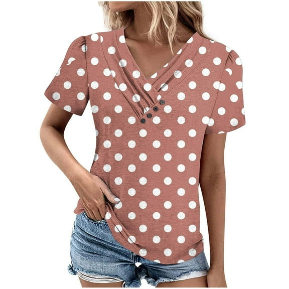Lzobxe Going out Tops for Women V-Neck Casual Short Sleeved Summer,Sizes S-3XL