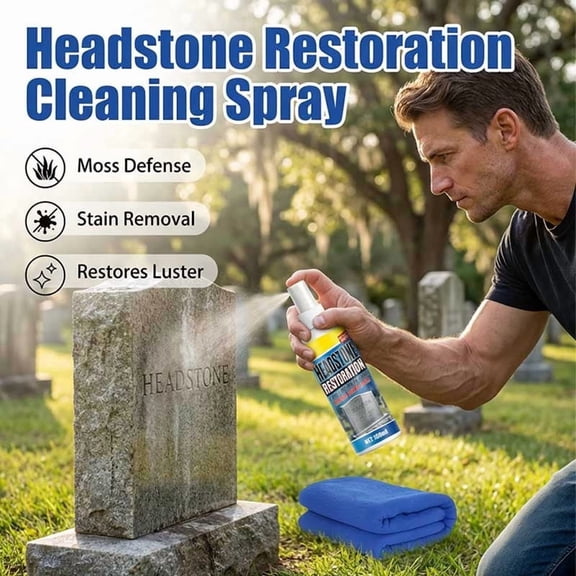 Lzobxe Headstone Cleaner for Graves, Powerful Dirt and Moss Removal Solution with Cleaning Cloth, Tombstone Cleaner for Granite Marble Limestone