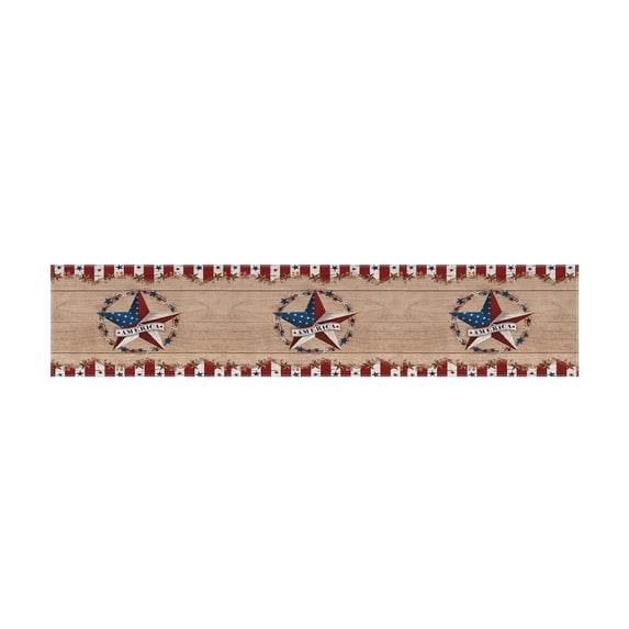 Lzobxe Independence Day Table Runner Red White Blue Flag Patterned Outdoor Tablecloth, 4th Of July Floral Tablecloths for Farmhouse Kitchen Patriotic Party