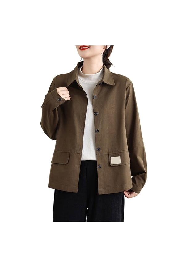 Lzobxe Jackets for Women Short Jacket Long Sleeved Shirt Cardigan Workwear Jacket Stylish Top Clothing,Sizes M-3XL