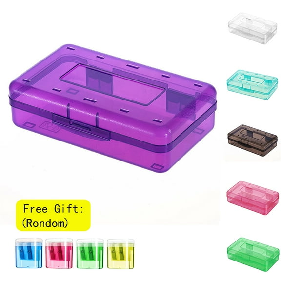Lzobxe Large Capacity Clear Pencil Box, Dark Purple