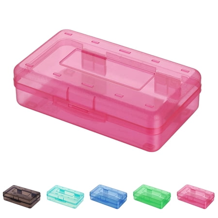 Lzobxe Large Capacity Clear Plastic Pencil Cases with Snap-tight Lid, Multicolor