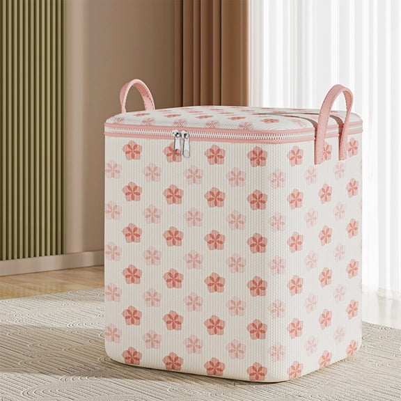 Lzobxe Large Capacity Cube Storage Organizer with Zippered Lid and Handles, Fabric Foldable Clothes Storage Bins for Bed Sheets, Pillows and Toys