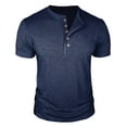 thumbnail image 1 of Lzobxe Mens T-Shirts Summer Solid Color Casual Short Sleeved Round Neck Button,Size S-4XL, 1 of 6