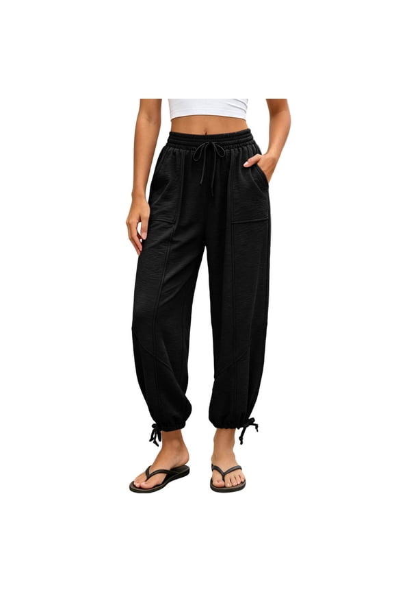Pants for Women Stretch Knit Casual Lounge Drawstring Athletic Work with Pockets,Size S-2XL