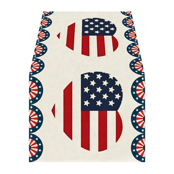Lzobxe Patriotic Table Runner Flag Patterned Red White Blue Tablecloth, Independence Day Rectangular Dining Table Decoration for 250th Anniversary Party