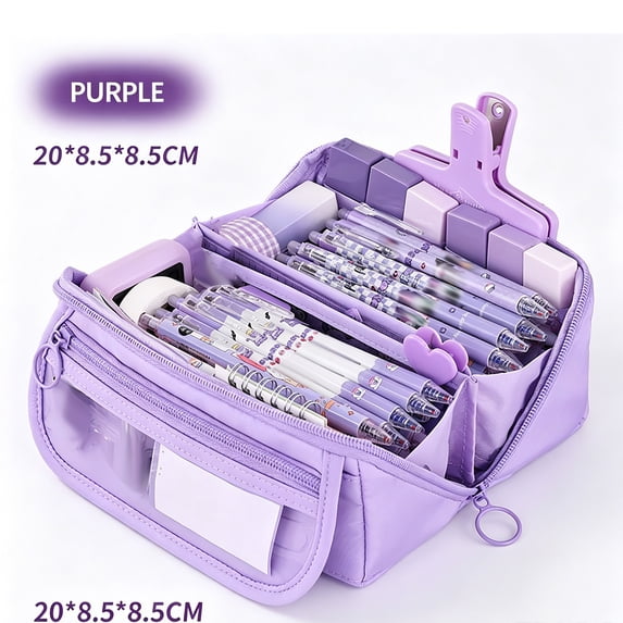 Lzobxe Pencil Case Big Capacity Storage Wide Opening Pencil Pouch with Zipper, Multiple Compartment and Pockets Oxford Cloth Pencil Bag for Office